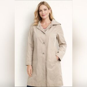 London Fog Trench Coat Womens Size Small.Beige Button Front Weatherwear. HL37